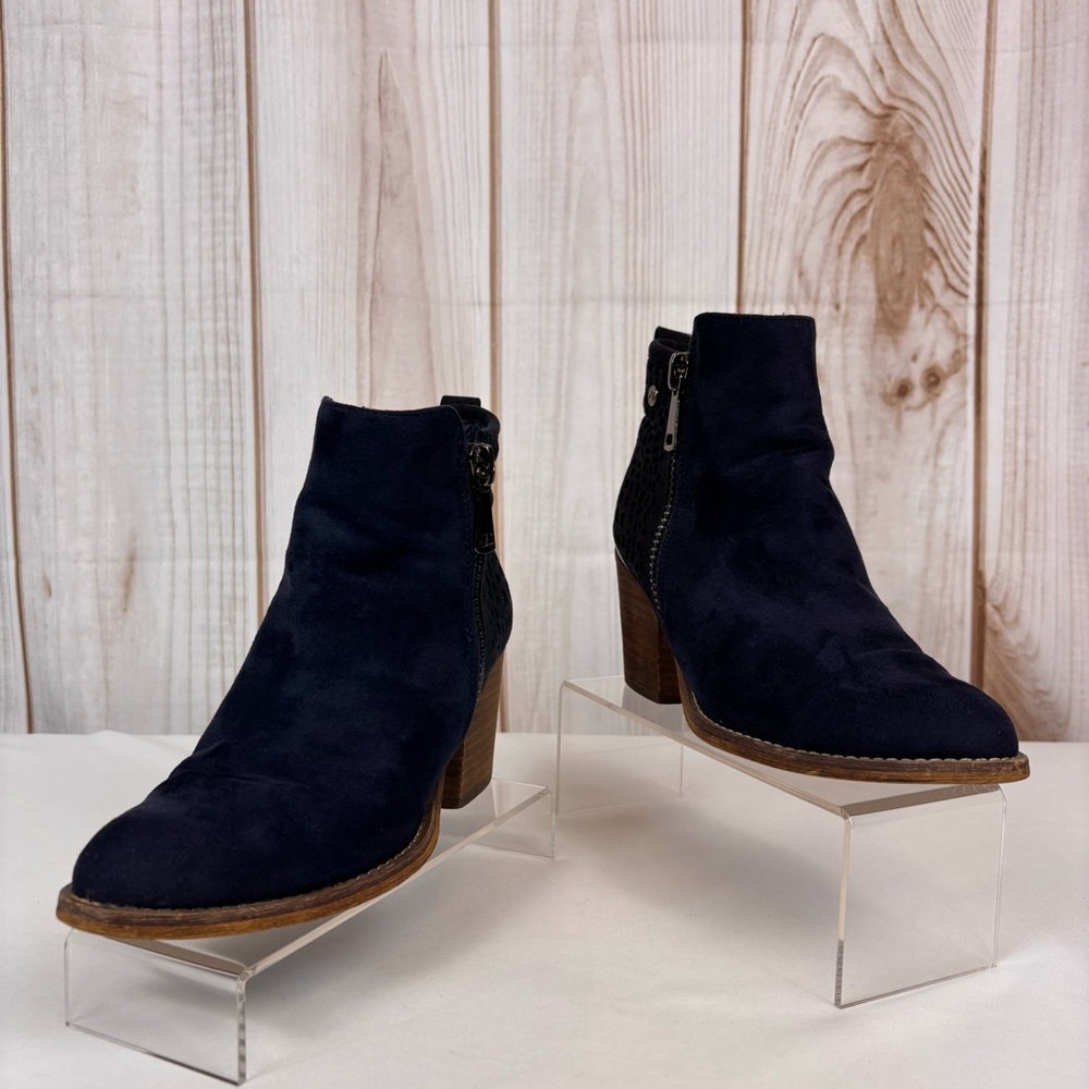 Xti Territory Ankle Boots Suede Chunky Western Casual Booties Blue Sz 36/5.5 - Picture 4 of 15